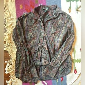 Lauren Ralph Lauren green label Multicolor Paisley long sleeve button shirt M